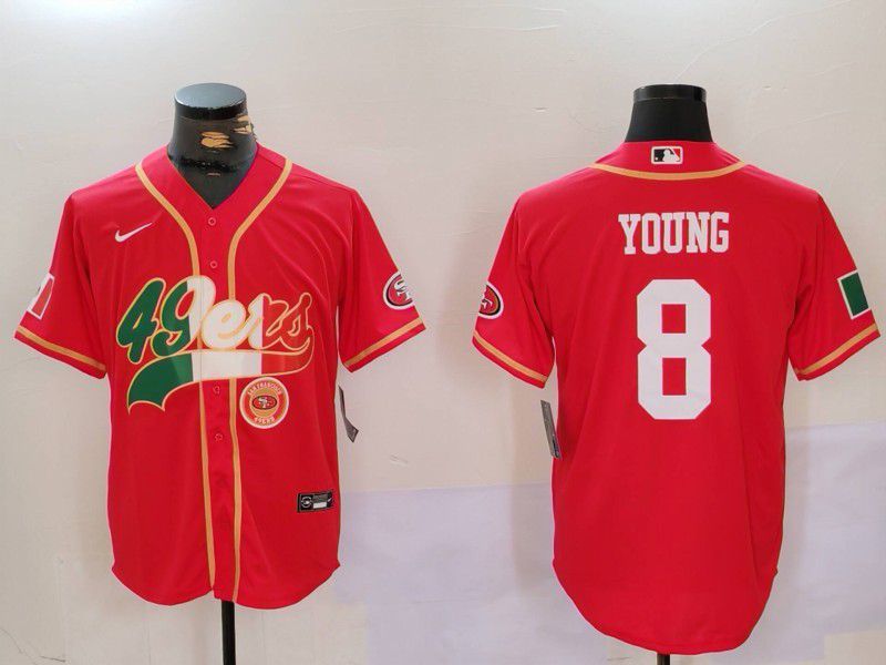 Men San Francisco 49ers 8 Young Red Second generation Mexican Joint Name 2024 Nike Limited NFL Jersey style 3